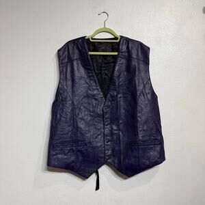 Saxony Purple Vintage Leather Vest Sz 2X